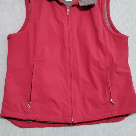 L.L. Bean Womens Large Vest Red Gray Fleece Lined Zip Up Pockets 0 WY09 - Picture 4 of 12